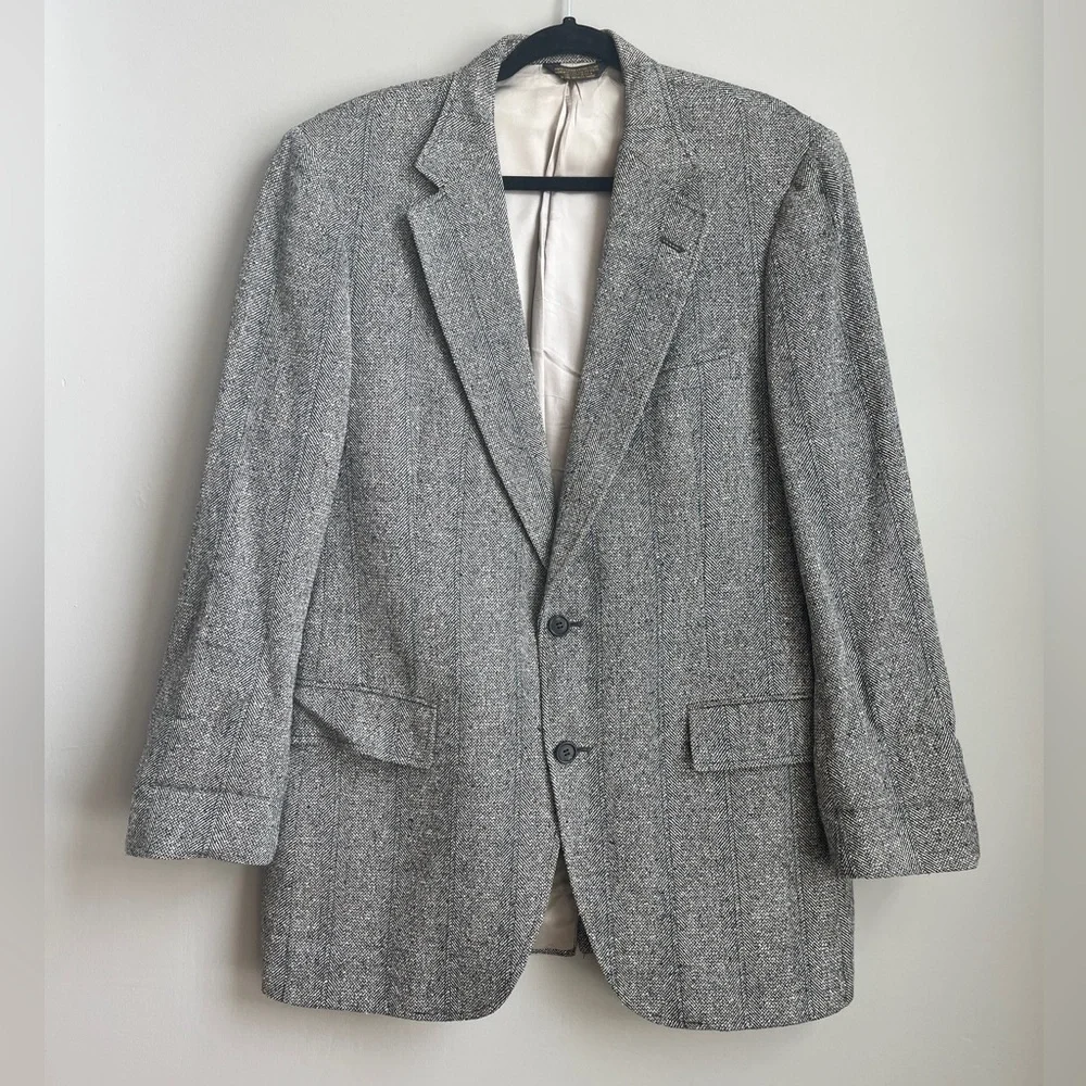 Vintage Bespoke Barrister Gray Tweed Two Button Men’s Blazer Sz 42R